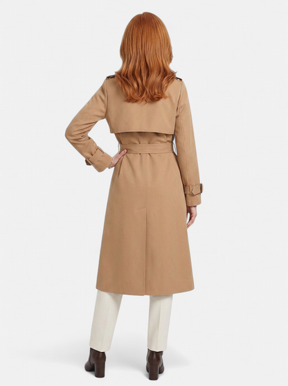 Women's Elegant Double-Breasted Long Trench Coat