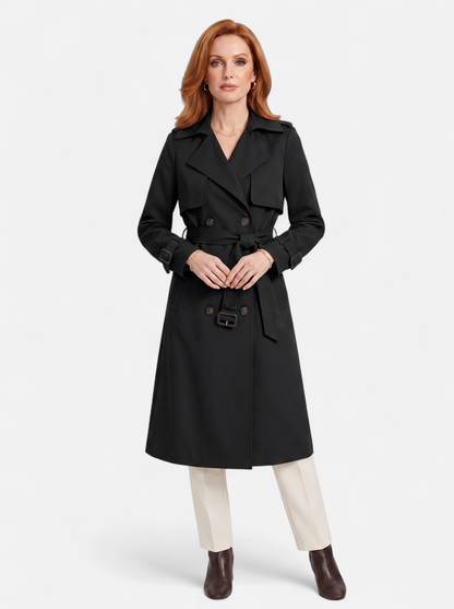 Women's Elegant Double-Breasted Long Trench Coat