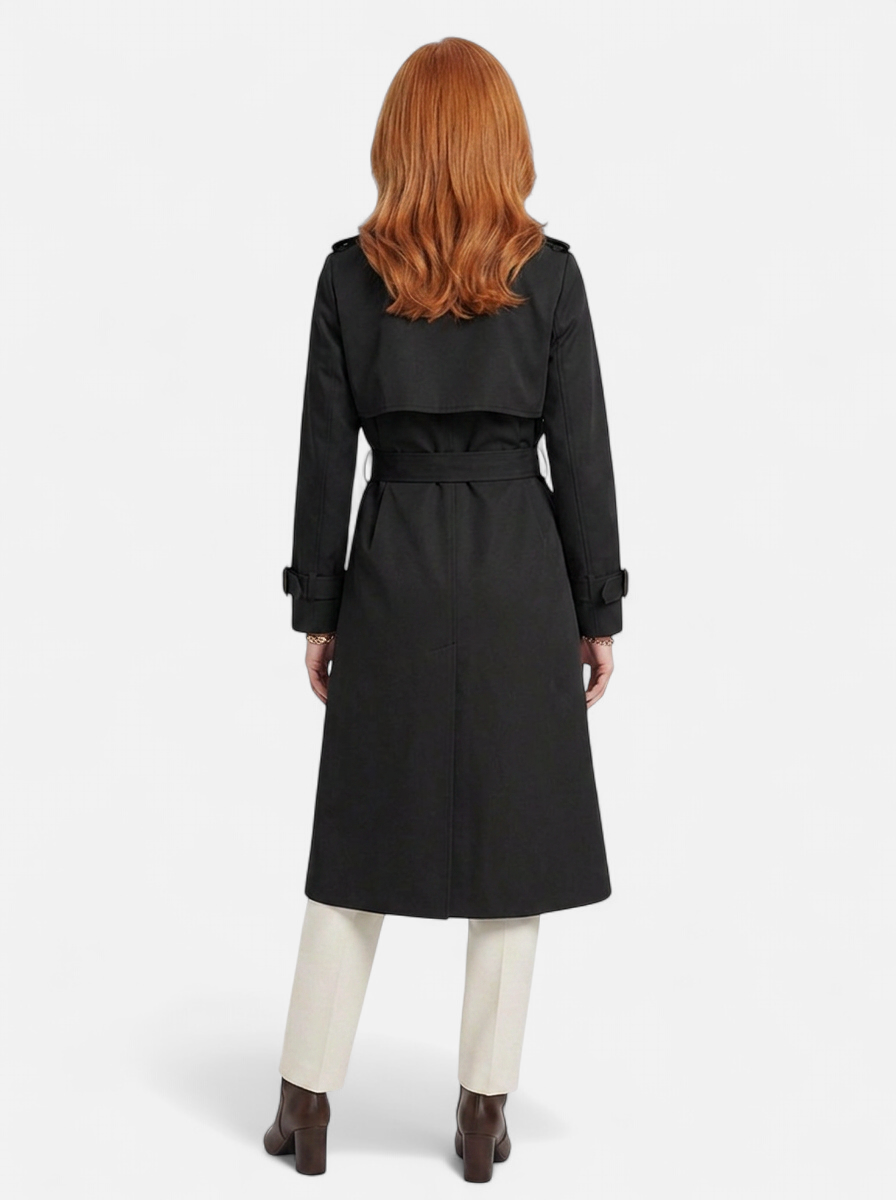 Women's Elegant Double-Breasted Long Trench Coat