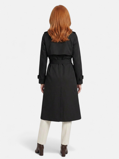 Women's Elegant Double-Breasted Long Trench Coat