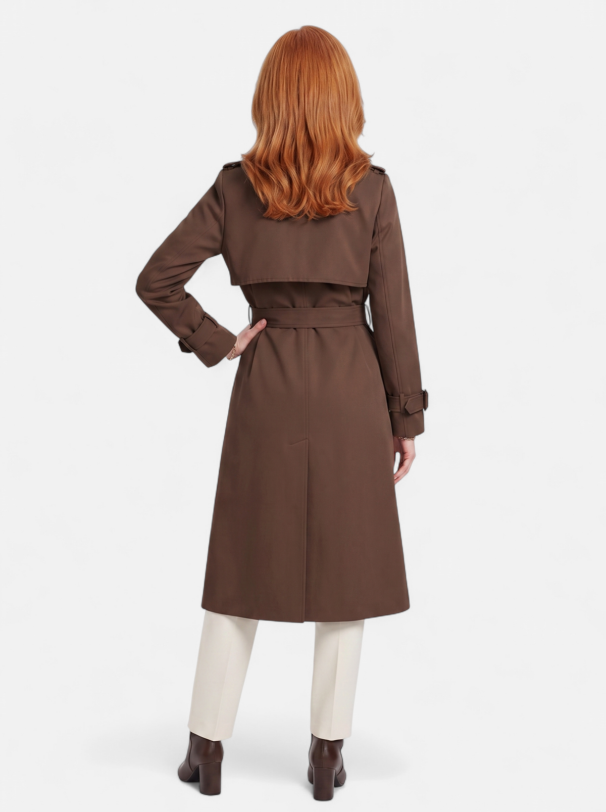 Women's Elegant Double-Breasted Long Trench Coat