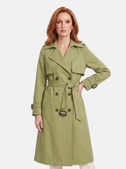 Women's Elegant Double-Breasted Long Trench Coat
