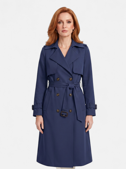 Women's Elegant Double-Breasted Long Trench Coat