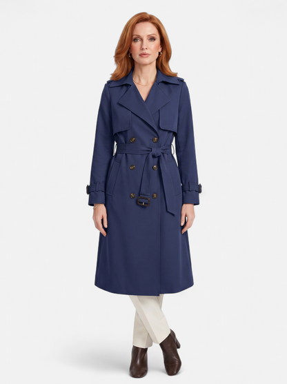 Women's Elegant Double-Breasted Long Trench Coat