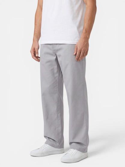 Men's light grey 100% cotton casual cargo pants with elastic waistband and utility pockets.