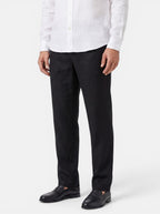 Venatte men's black cotton linen relaxed fit wide-leg casual pants with elasticated waist.