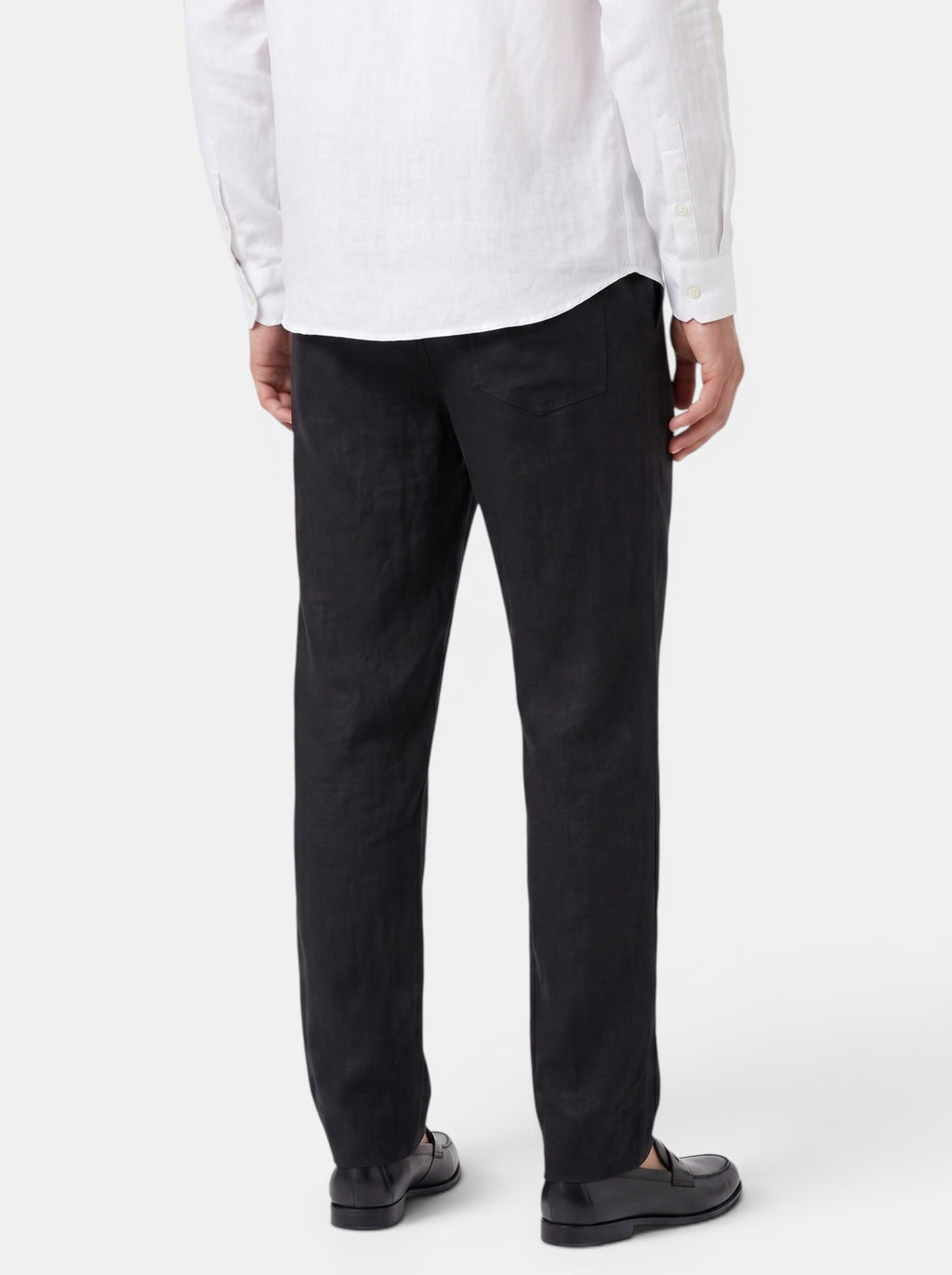 Venatte men's black cotton linen relaxed fit wide-leg casual pants with elasticated waist.