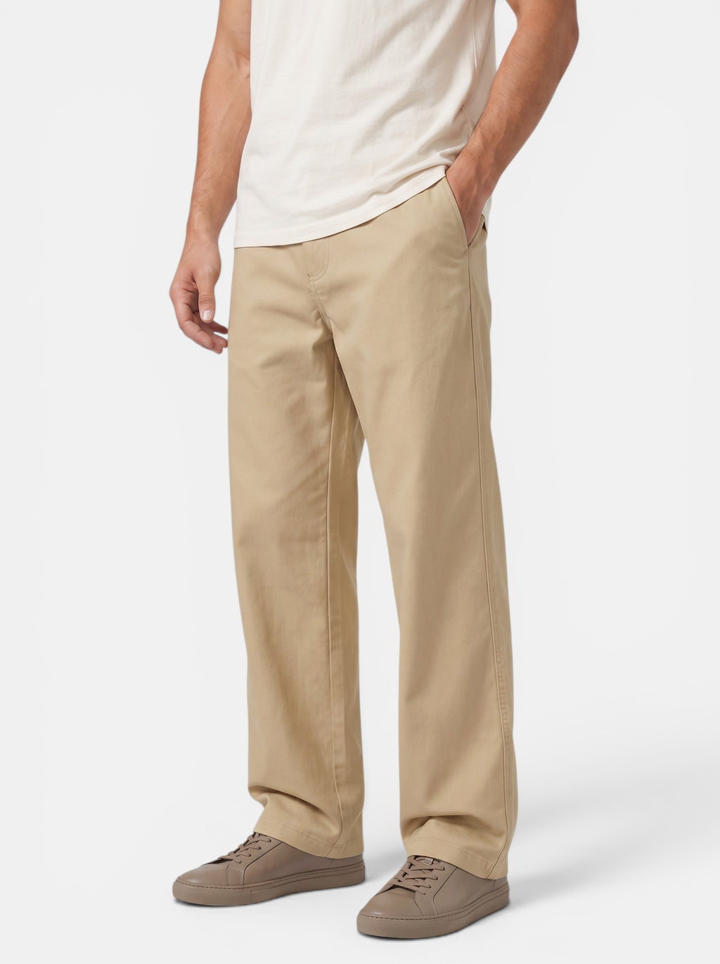Venatte men's loose fit casual cotton cargo pants in khaki with elastic waistband and utility pockets.