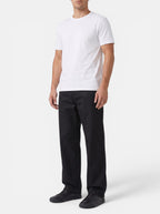 Venatte Men's black 100% cotton loose fit cargo pants with elastic waistband and utility pockets.