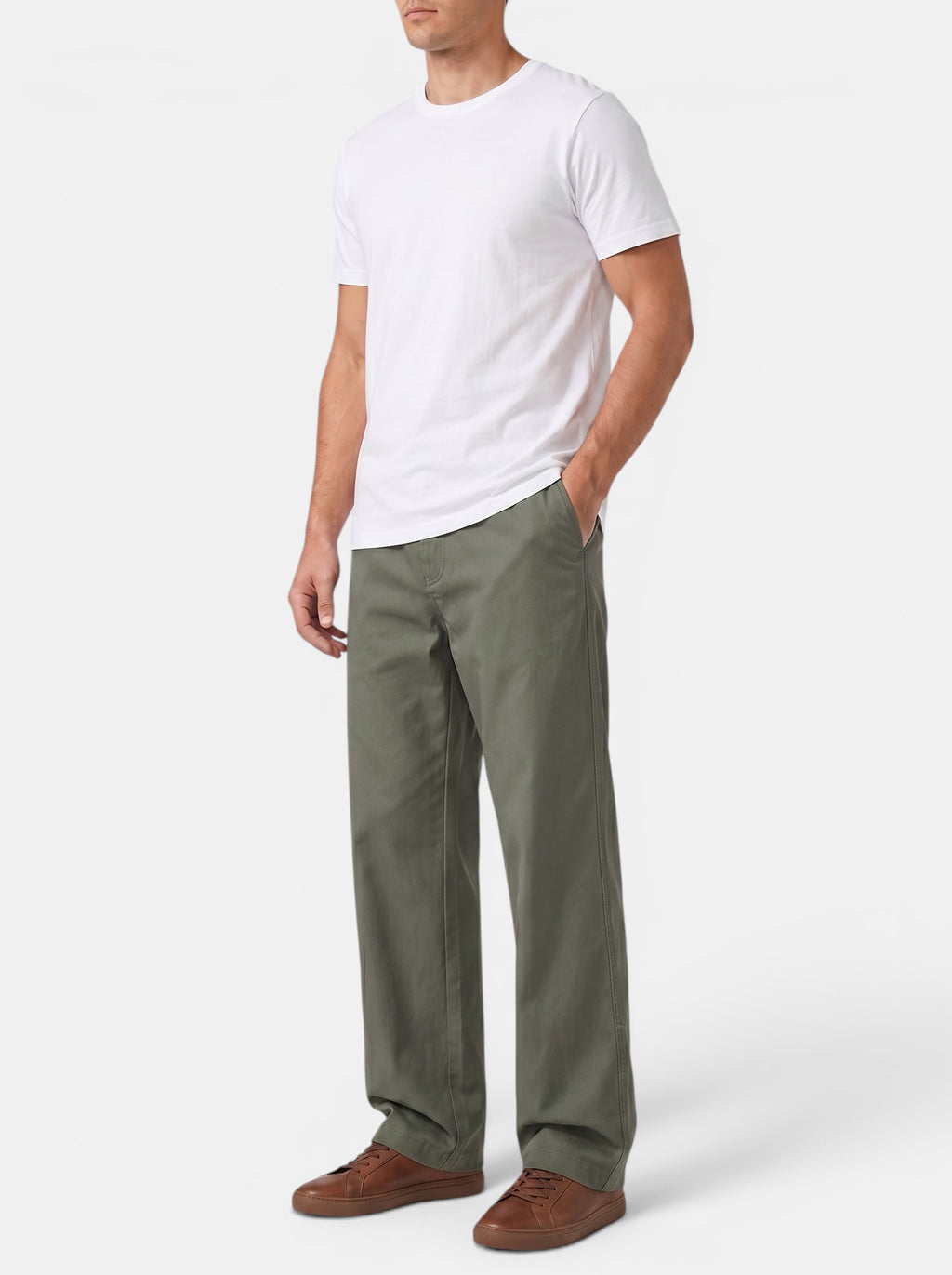 Venatte men's loose fit olive green cotton cargo pants with elastic waistband and utility pockets.