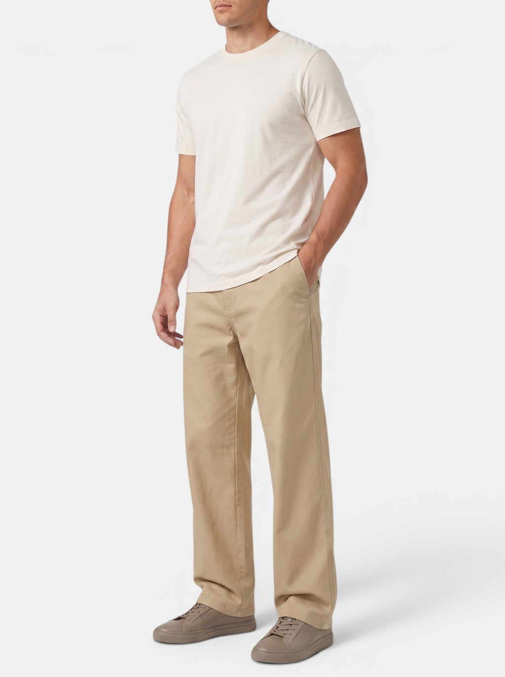 Venatte men's loose-fit casual cargo pants in khaki cotton with an elastic waistband and utility pockets.