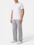 Venatte men's light grey 100% cotton casual cargo pants with elastic waistband and utility pockets. Loose fit, straight leg.