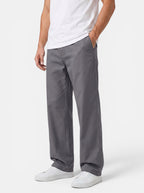Venatte men's loose fit grey cotton cargo pants with elastic waistband and utility pockets.