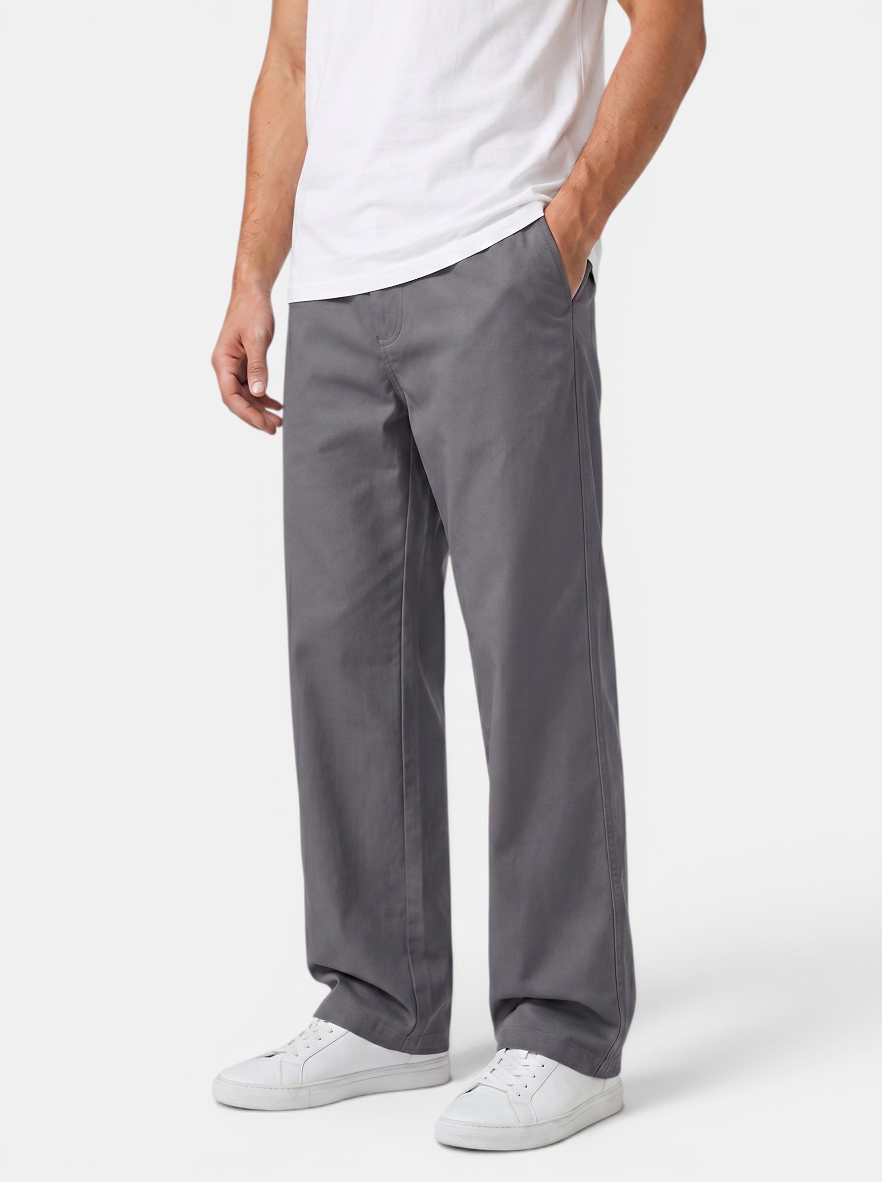 Venatte men's loose fit grey cotton cargo pants with elastic waistband and utility pockets.