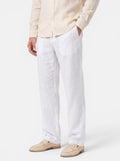 Venatte men's white cotton linen relaxed fit wide-leg casual pants with elasticated waist.