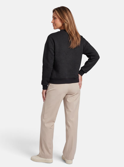 Women's Black Cozy Zip-Up Knit Cardigan Jacket - Back