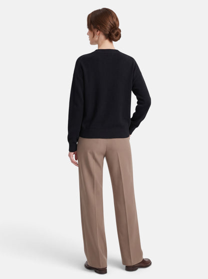 Women's Classic O-Neck Knit Pullover Sweater in Black - Back View
