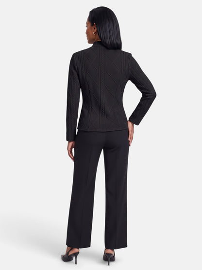 Women's Black Polished Slim Fit Button-Up Stand Collar Blazer - Back