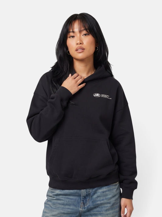 Womens Casual Oversized Graphic Hoodie - Black - Hero