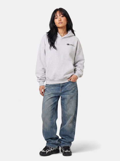 Womens Casual Oversized Graphic Hoodie - Gray - Full Body