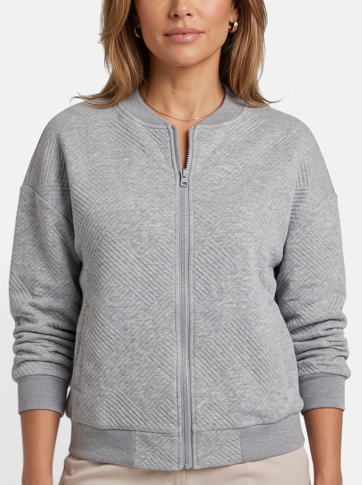 Women's Cozy Zip-Up Knit Cardigan Jacket - Detail