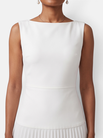 Women's Knit Crop Vest and Pleated Skirt Two-Piece Set - Detail View