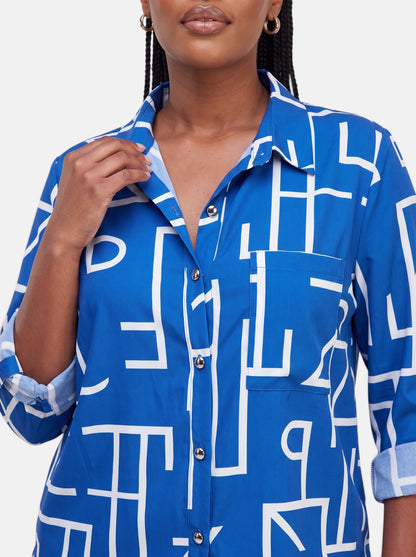 Women's Striped Long Sleeve Slim Fit Office Blouse - Detail