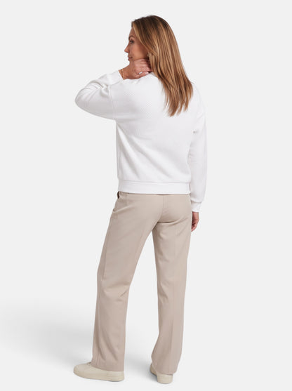 Women's White Cozy Zip-Up Knit Cardigan Jacket - Back